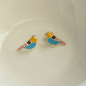 NEW! Cute Spring Bird Post Gold Earrings